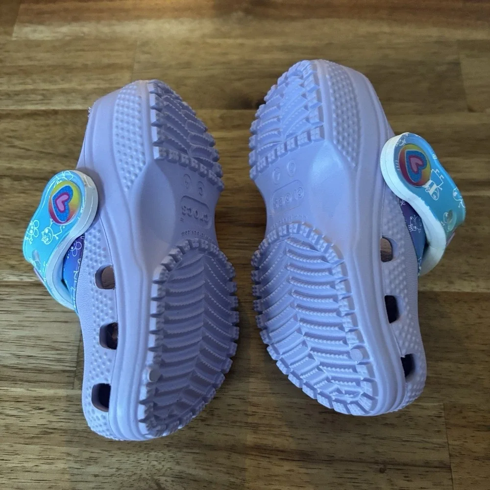Crocs Peppa Pig Toddler Girl Size 4 C Purple Rainbow Vacation Beach NEW NO TAGS‎
